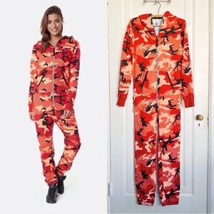 Onepiece • Anti-Camo Jumpsuit onesie Sunset Red knit zip front loungewear unisex